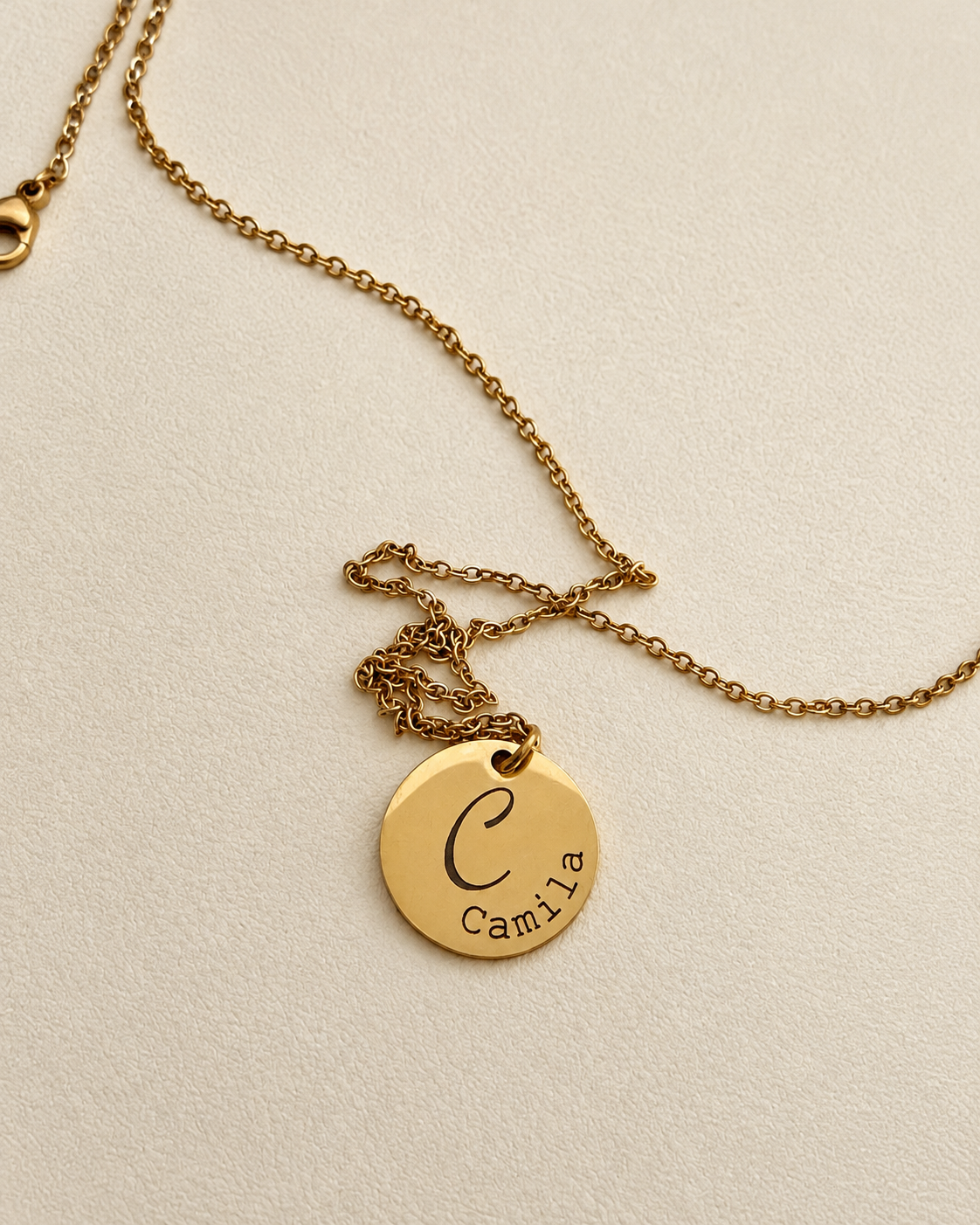 Personalized Round Necklace Initial & Name